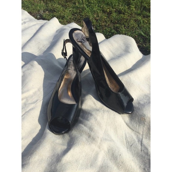 SOFFT womens slingback heels black adjustable patent leather 9.5 Scafati 1255511 - Picture 2 of 7